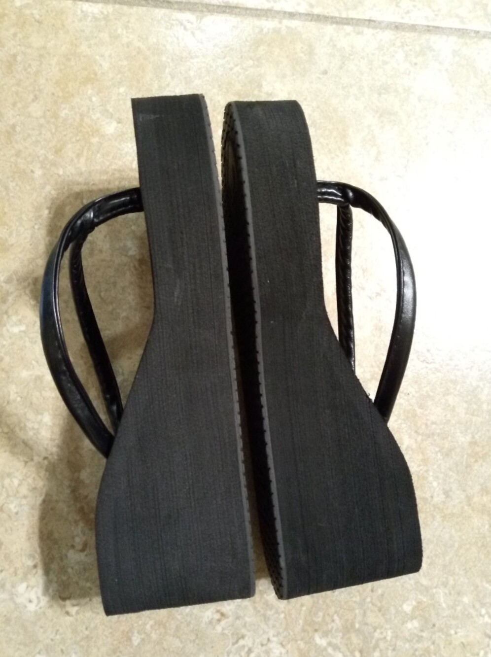 Black Women’s Wedge Flip Flop Sandals - Classic Casual - Picture 3 of 8